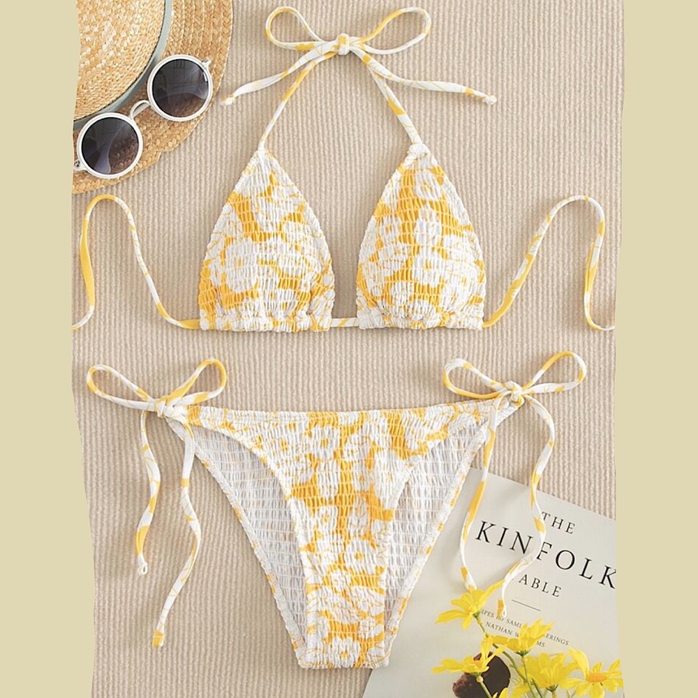 Adorable Yellow Floral Bikini 🌼